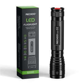 RECHOO S2000 LED Flashlight High Lumens, Super Bright, Powerful, Mid-Size Tactical Flashlight with 3 Modes, Zoomable, Water Resistant Flashlights for Home, Emergencies, Camping, Outdoor Use