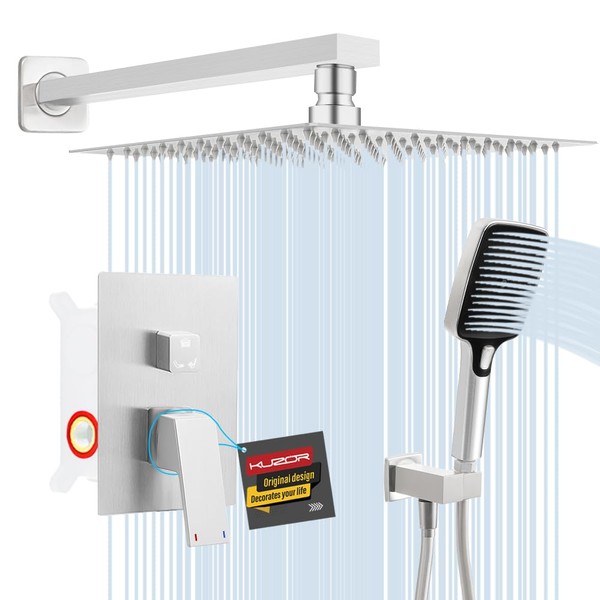 Kuzor 1Pc 304 Stainless Steel Shower Faucet Set, Rain Shower