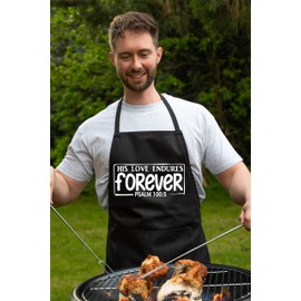 Print4U His Love Endures Baking Apron Church Christian Gift Cooking BBQ Red