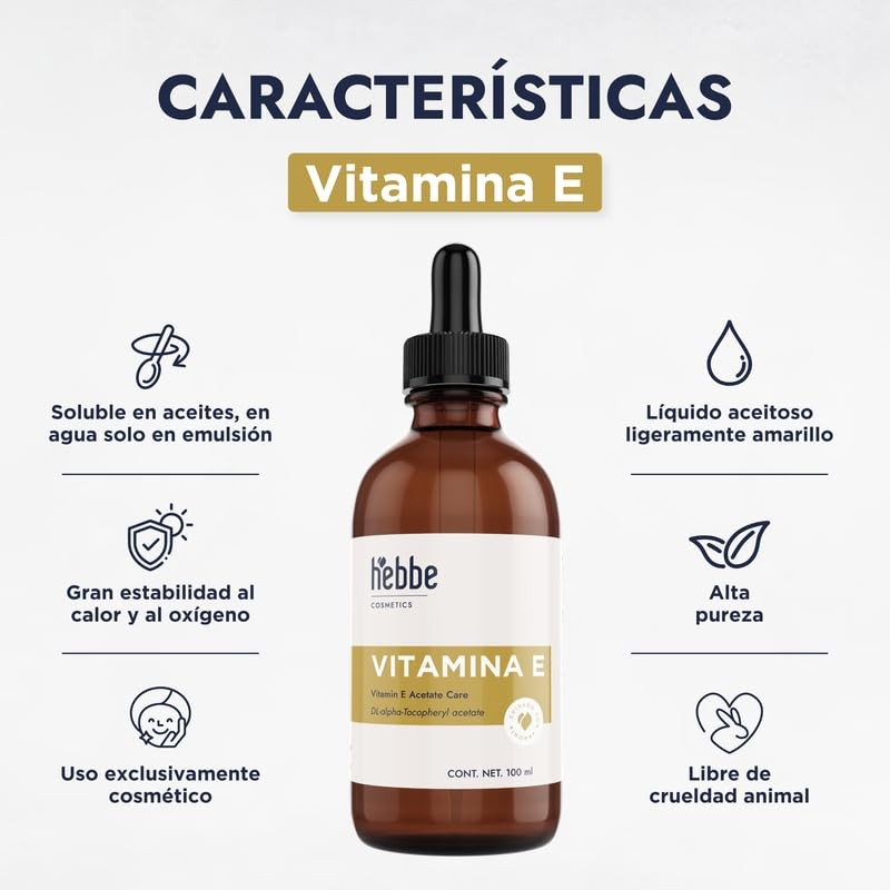 Hebbe Vitamina E Líquida 100% Pura 100 ml | Antioxidante