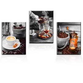 burkfeeg Pack of 3 Coffee Bar Wall Decoration Kitchen Poster Kitchen Pictures Dining Room Decor Canvas Picture Living Room Pictures Wall Pictures Modern 30 x 40 cm Without Frame