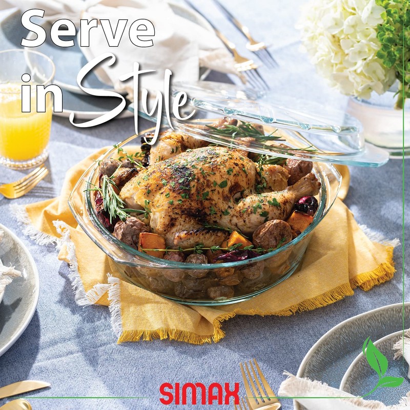 Simax Casserole Dish For Oven, Glass Baking Dish With Lid,