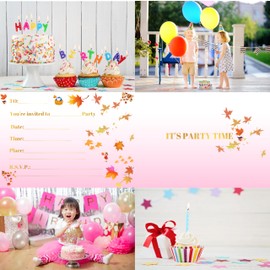 30 Pack Birthday Party Invitation Cards, Perfect for Kids, Adults, and All Celebrations,4.72 x 6.69 Inches (Leaf)