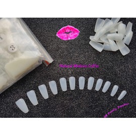 600 Pieces Medium Long Coffin Ballerina False Nail Tips NATURAL Full Cover Acrylic Press On False Nails Tips Extensions - Professional Salon & Home Use