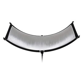 Fotodiox Crescent Moon Reflector - Curved Beauty Catch Light Reflector for Portraits and Head Shots Includes 6 Foot Stand
