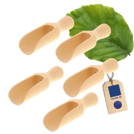 5 x Hofmeister® Wooden Dosing Scoop, 10.5 cm, Measuring Spoon for Spices, Tea, Coffee & Grains, Safe Dosing, Weighing, Filling in Storage Containers, Tea Cans & Mason Jars