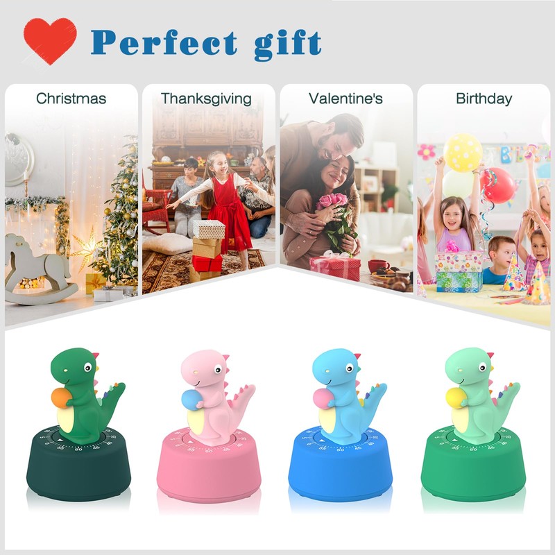 ELE DEPI 60 Minutes Mechanical Kitchen Timer,Cute Dinosaur Timer for