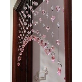 21 Strings Crystal Beaded Curtain,Beaded Curtains for Doorways or Windows,Pink Room Decor Aesthetic,Pink Bedroom Decor,Cute Room Decor for Teen Girls