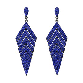 EVER FAITH Women's Crystal Party Bridal Rhombus Long Chandelier Dangle Earrings, Crystal