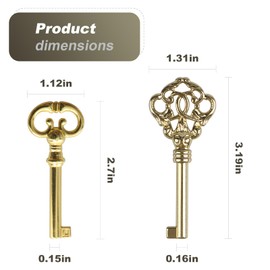 VIDABTE KYF2 KY7-2 Grandfather Clock Door Key,Solid Brass Skeleton Key for Ridgeway, Sligh, Emporer, Pearl, Seth Thomas, Grandfather Clock Doors, Cabinet Doors, Dresser Drawers, Desk