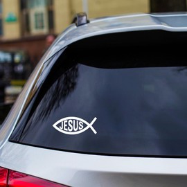 GRITKULTURE Ichthys Jesus Fish Christian Religious Vinyl Decal Sticker for US Cars, Trucks, Laptops,Christ, Window Decal Sticker