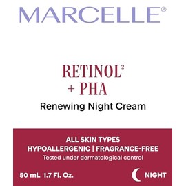 MARCELLE Marcelle Retinol2 + PHA Renewing Night Cream, Refining, Brightening & Plumping, Cruelty-Free, Hypoallergenic, Paraben-Free, Fragrance-Free, Non-Comedogenic, 50 mL