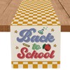 Back to School Table Runner Books Pencil Bufflo Plaid Table