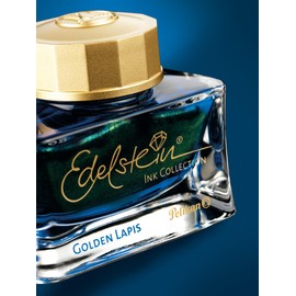 Pelikan Gemstone Ink Glass Golden Lapis (Blue Gold), 50 ml, 1 Glass Ink for Piston Fountain Pen, 302234