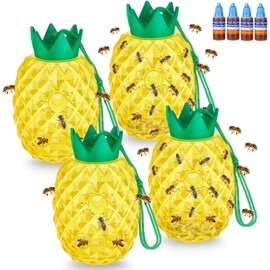Wasp Traps Catcher - Honey Bee Trap Outdoor Wasp, Insect Catcher, Reusable Insects Traps Bee Catcher for Hornets, Yellow 4PCS