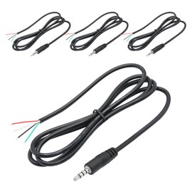 Riertostng 4Pcs 3.5mm Male Jack to Bare Wire Open End Cable 1M/3FT, TRRS 4 Pole 1/8'' 3.5mm Male Plug Stereo Audio Wire Replacement Cable, for 3.5mm Plug Jack Earphone Microphone Audio Cable Repair
