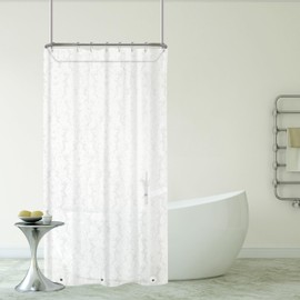 Clawfoot Tub Shower Curtain Heavy Duty 180x70Inch Clear Liner All Warp Around Extra Wide 36 Metal Hooks Bath Curtain for Clawfoot Stand Up Tub Bathroom PEVA Plastic Durable Waterproof Liner,Silk