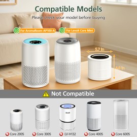 AP100-A/B Core Mini Replacement Filter Compatible with AromaRoom AP100-A, AP100-B, AP100-C, Core Mini Air Purifi-ers, 3-IN-1 Premium HEPA and Activated Carbon Filter, White