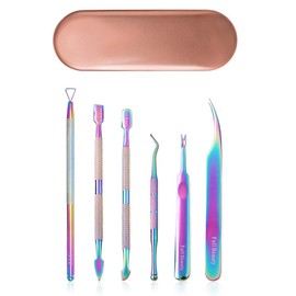 TOROKOM 6PCS Nagelhautschieber-Set, professionelles Maniküre- und Pediküre-Werkzeugset aus Edelstahl mit zwei Enden für die Nagelpflege, Schönheitspflege, Reinigung von Fingernägeln und Fußnägel