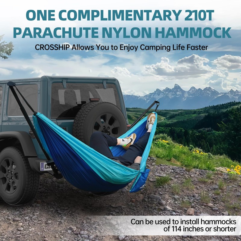 CROSSHIP Hitch Mount Hammock Stand - Includes Parachute Nylon Hammock