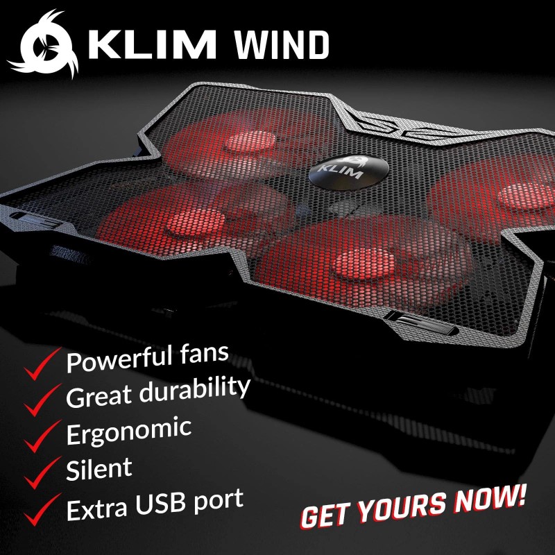 KLIM Wind Laptop Cooling Pad with 4 Fans Universal Compatibility