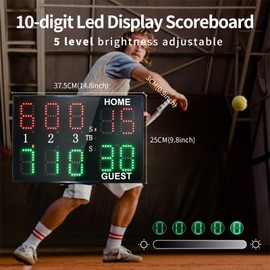 YZ LED Portable Tennis Scoreboard, Professional Digital Scoreboard for Tennis, Tennis Score Keeper for Net, Digital Scoreboard with Remote, Electronic Scoreboard with Remote, Indoor&Outdoor