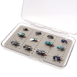 YZD Realistic Trout Hand Tie Fly Fishing Flies Collection Dry Wet Nymph Fly Assortment with Fly Box Lures Kits 12/16/18/22/36/48Pcs (Flesh Fly Kit 12pcs)