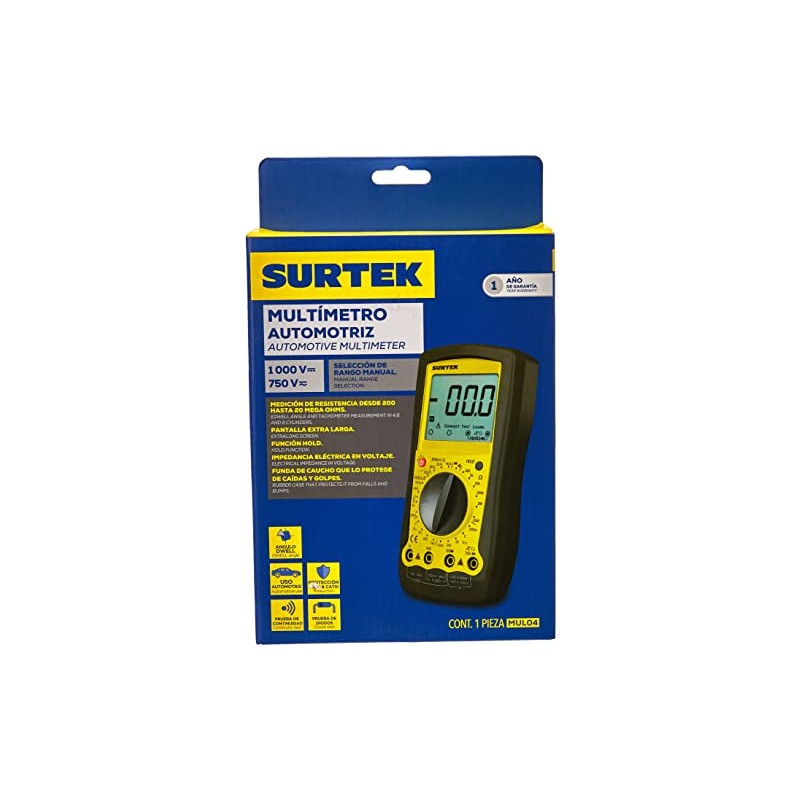 Surtek MUL04 Multímetro Automotriz, 1000 V