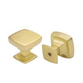 homdiy 5 Pack Brushed Brass Cabinet Knobs Gold Dresser Drawer Knobs Square Kitchen Cabinet Hardware