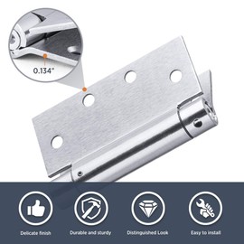 Satin Door Hinges 4.5 Inch Self Closing Hinge Hardware Adjustable Spring Hinges for Commercial Grade Self-Closing, UL Listed 3 Pack