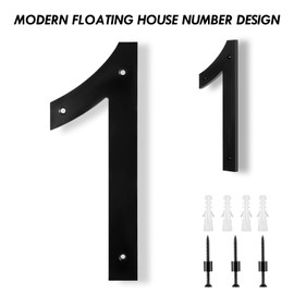 DEWEL Large House Numbers, 10 Inch Black House Number Sign with Nail Kits, Floating Address Numbers for House, Modern House Numbers for Outside (House Number 1)