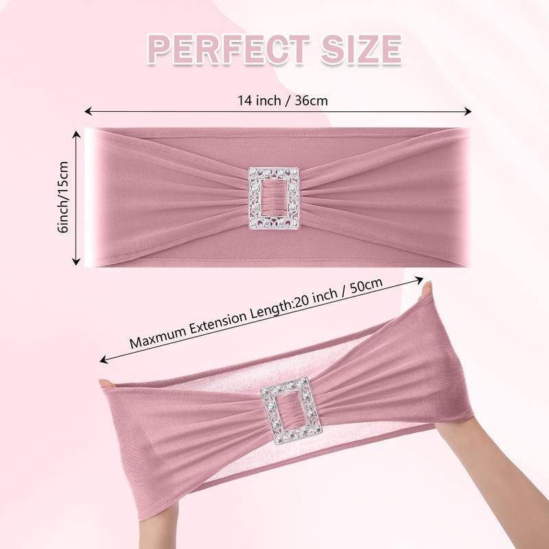 Joccun 60 PCS Spandex Chair Sashes Bows Stretch Chair Cover