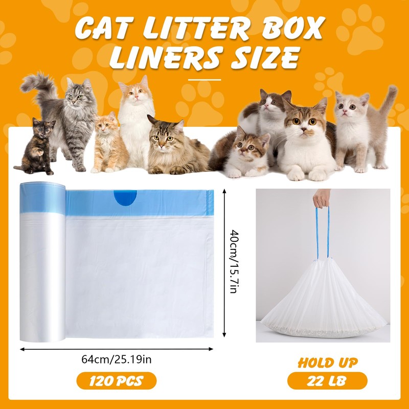 120 Cat Litter Bags Compatible with Litter Robot 3/4/5