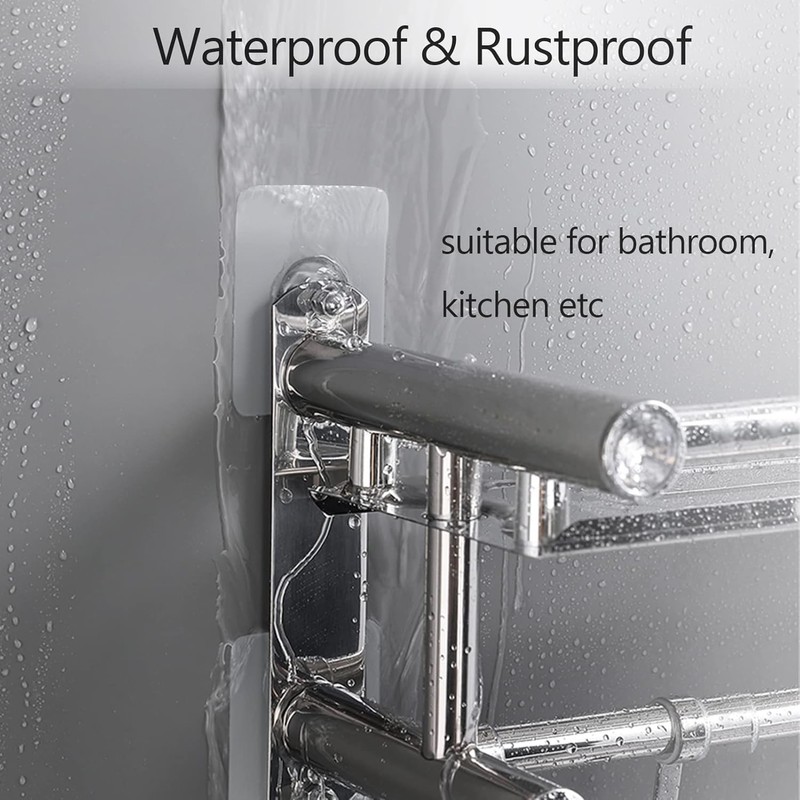 Celbon Transparent Shower Caddy Adhesive Hooks, 4-Pack, Strong Sticker Pads