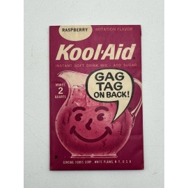 Kool-Aid 1 Vintage SEALED Kool Aid Raspberry Drink Mix Packet w/Gag Tag 1960s
