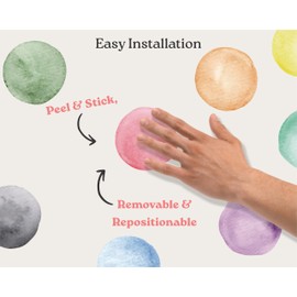 Wallency Polka Dot Wall Decals - Fabric Wall Decals - Watercolor Pastel Rainbow Wall Decals - Kids Room Nursery Bedroom Colorful Confetti Decal - Peel & Stick, Removable Wall Stickers (Pastel Rainbow)