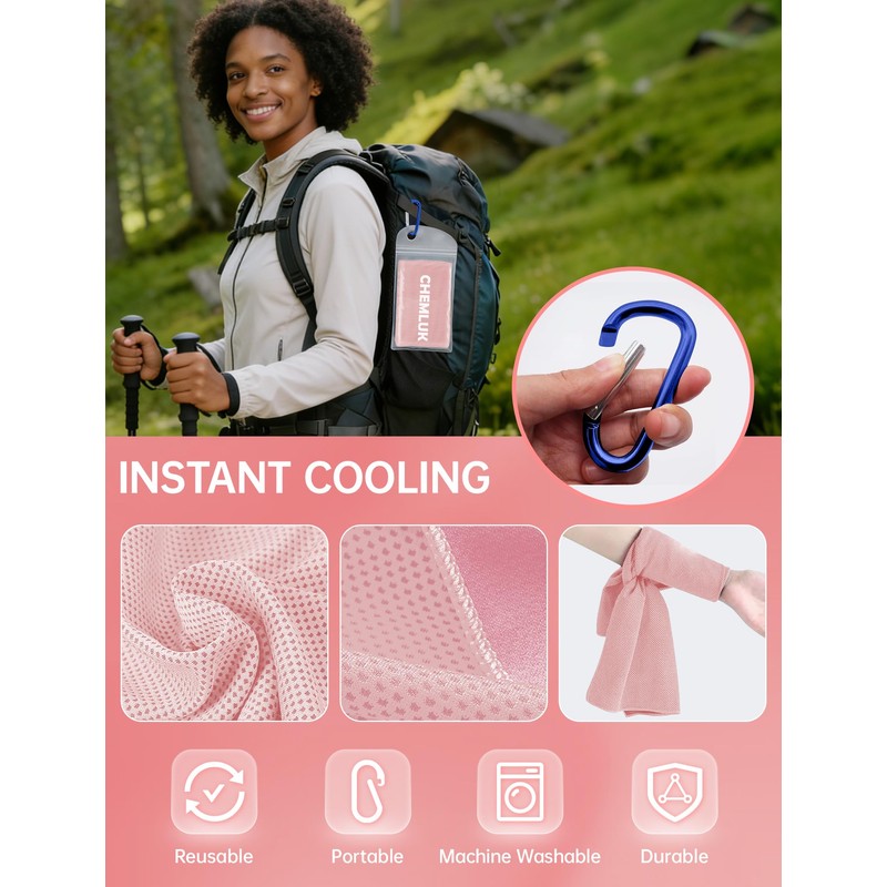 CHEMLUK 4 Packs Cooling Towels: Instant Cool Towel for Neck