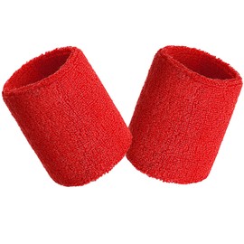 Wristbands Sweatbands Wrist Men Women 2 PCS Sports Sweat Bands for Running Exercise Gym Sports Tennis Basketball Moisture Wicking (Size: 3.15 x 3.15 inches) (2PCS-Red)