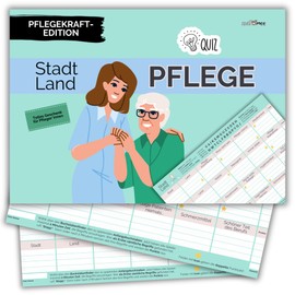 Stadt Land Pflege by snaPmee - Gift for Nurses, Nurses & Elderly Caregivers - Quiz Game with 50 Sheets DIN A4
