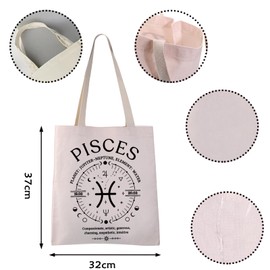 VAMSII Pisces Tote Bag Pisces Theme Bag Gift Funny Pisces Bag Gift For Christmas Birthday Party (PISCES tote)