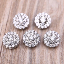 OVERTOYOU Decorative Button, 5Pcs 12mm Crystal for Rhinestone Flower Round Buttons with Loop Metal Embellishm, As Pictures Shown