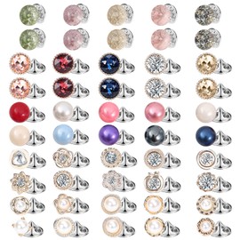 SPOKKI Pack of 50 Women's Shirt Brooch Buttons, Invisible Safety Pins, Shirt Brooch Pins, Invisible Buttons, Prevents Accident Exposure of Buttons for Women Girls Clothing Cardigans Dress, Zinc