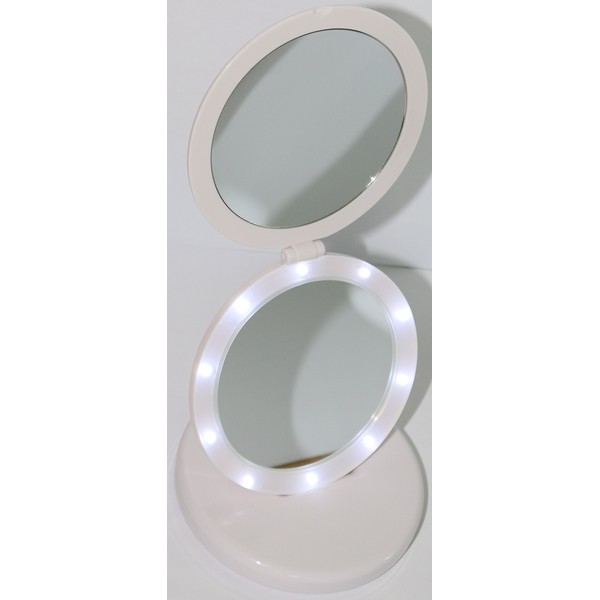 MBM WHITE LED LIGHTED TRAVEL MIRROR 5X MAGNIFICATION