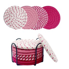8 Pack Pink Coasters for Desk, Cute Coasters, House Essentials for New HomeCoasters for Coffee Table, Coasters for Drinks Absorbent, Coaster Set 4 - Color Cup Coasters