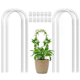 4Pack Clear Acrylic Plant Trellis for Potted Plant, 16" Invisible Trellis with 12pcs Plant Clips for Indoor and Outdoor Plant Care and Decor