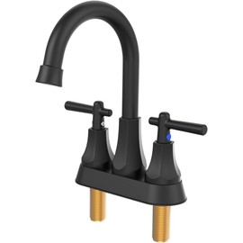 Huttdmel RV Bathroom Faucets for Sink, 4 Inch Faucet Bathroom 2 Hole, 360 Swivel, Stainless Steel & ABS Safe Material, Matte Black