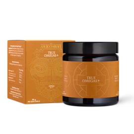 Ancient + Brave True Omegas+ 60 Capsules - Vegan Omega-3 Omega-7 - Sustainable Nutrition Supplement – Plant Based Essential Fatty Acids for Vision Brain and Heart Health