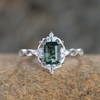Angol Natural Moss Agate Ring 925 Sterling Silver Engagement Promise
