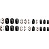 Medium Press on Nails Square Fake Nails Black Glossy Nails
