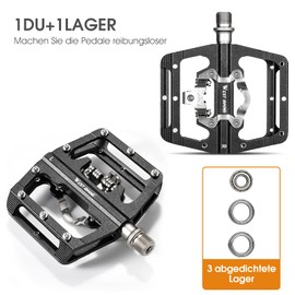 ICOCOPRO Pedali per bicicletta, pedali SPD antiscivolo in aluminium CNC a double function per bicicletta, set di pedali per bicicletta Senza clip per BMX MTB trekking mountain bike bici da Corsa